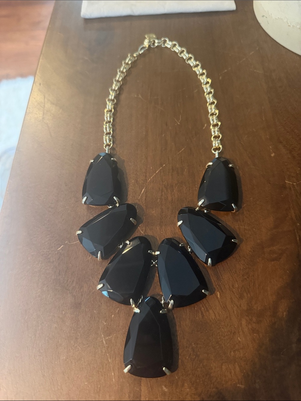 Kendra Scott Black Faceted Harlow Necklace with Gold Chain